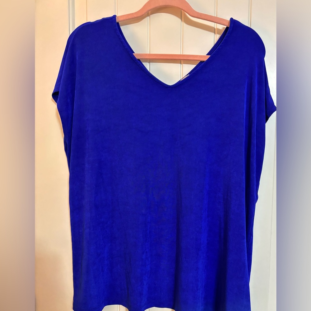 Chicos Women's Travelers Blue V-Neck Top Size 3